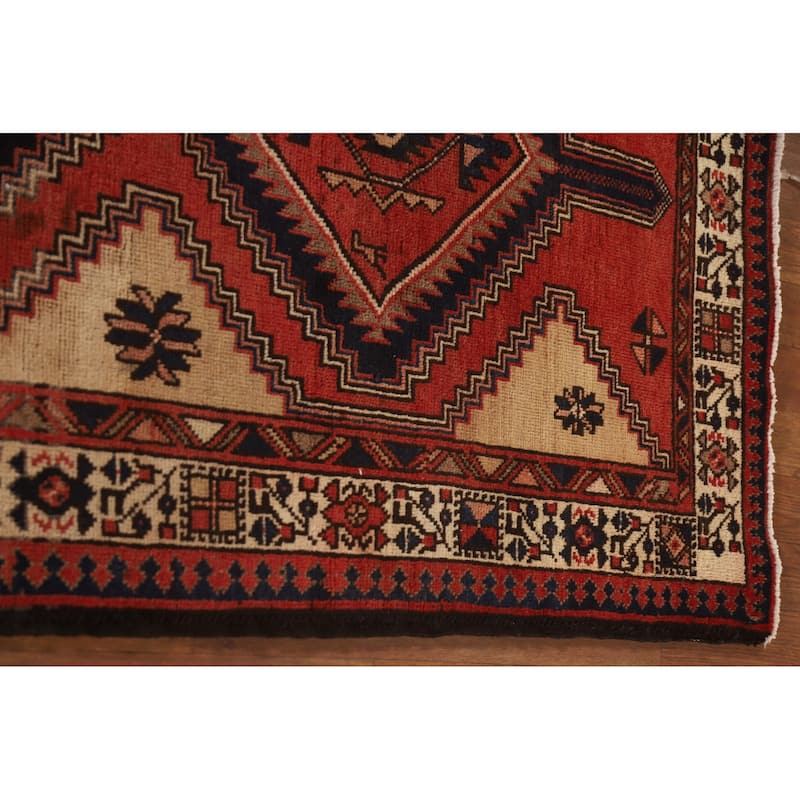 Ardebil Persian Vintage Runner Rug Hand-knotted Wool Carpet - 3'7"x 10'3"