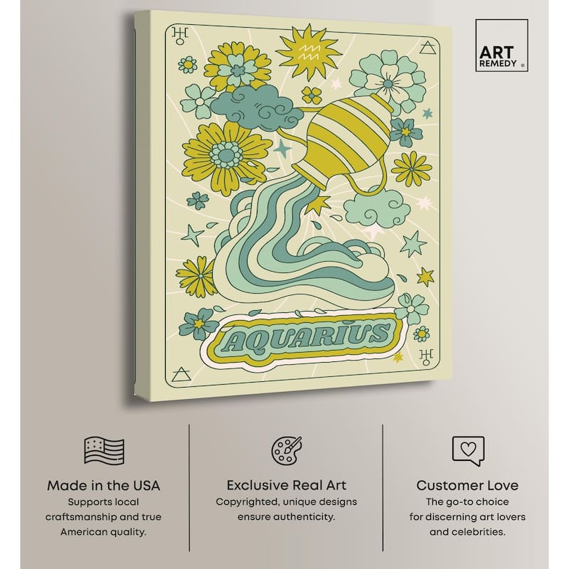 Aquarius Stars Card Canvas by Art Remedy, Gallery Wrapped
