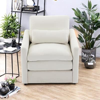 Chenille Oversized Armchair with Double Cushion Design & Lumbar Support - Plush Cloud Sofa