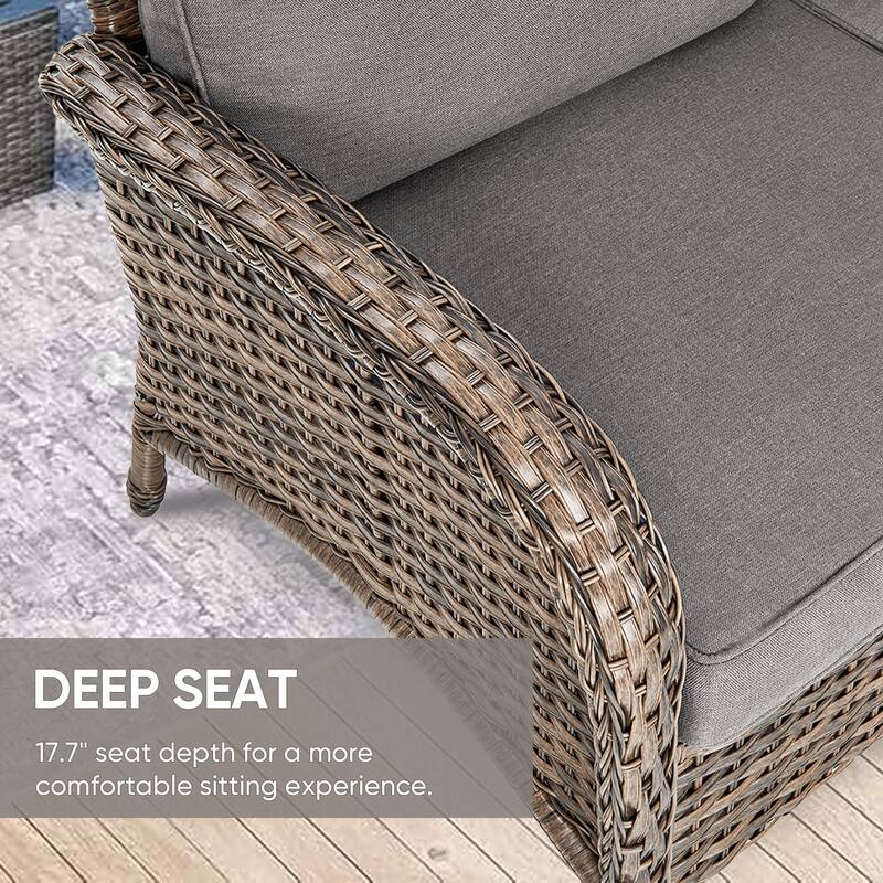 Gymojoy L-Shaped Outdoor Sectional Sofa Set, PE Wicker Couch with Water-Resistant Olefin Cushions