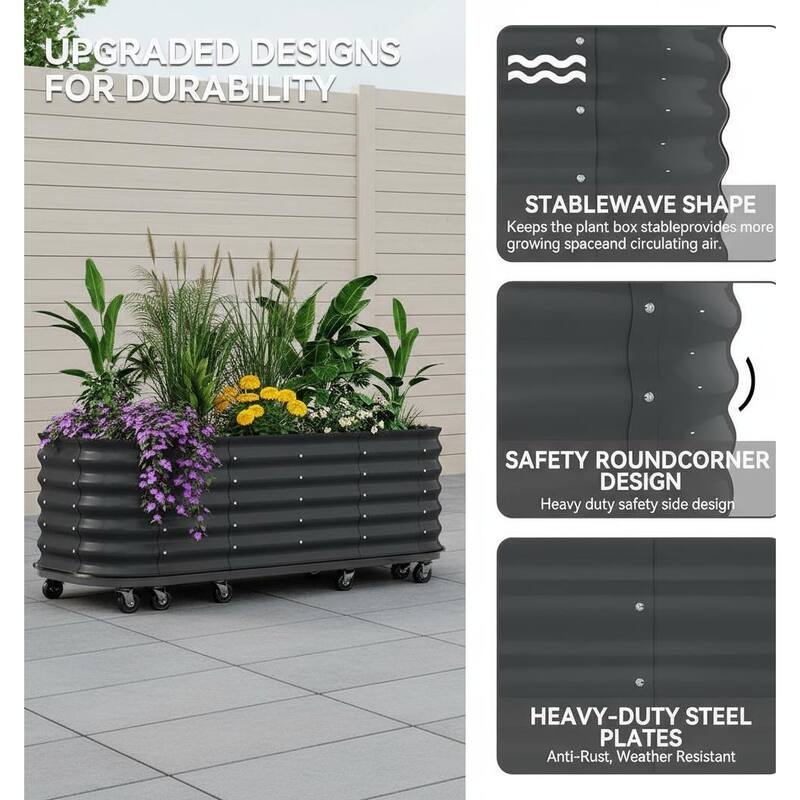 Self-Watering Raised Garden Bed, with Lockable Wheels & Water Reservoir