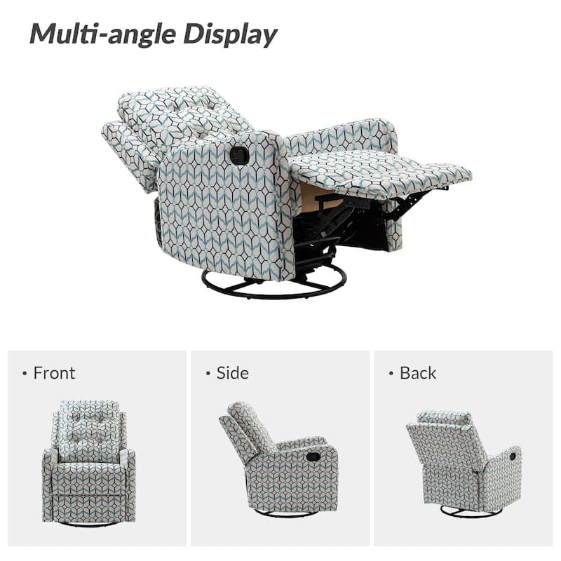 Arlette Floral Manual Swivel Recliner with Tufted Back Set of 2