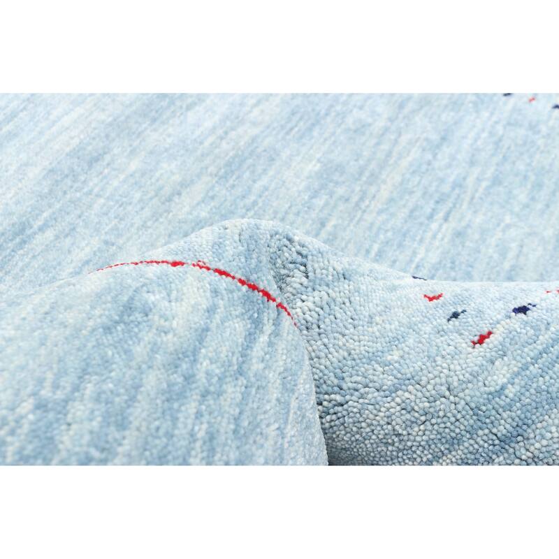 ECARPETGALLERY Hand Loomed Kashkuli Gabbeh Light Blue Wool Rug - 4'0 x 5'8