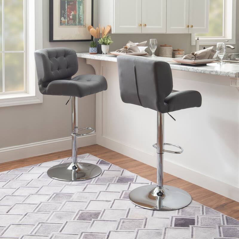 Reilly Adjustable Faux Leather Barstool