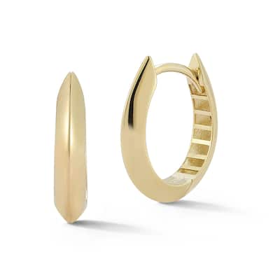 Soleil 14K Gold Knife Edge Oval Hoop Earrings, Made in Italy