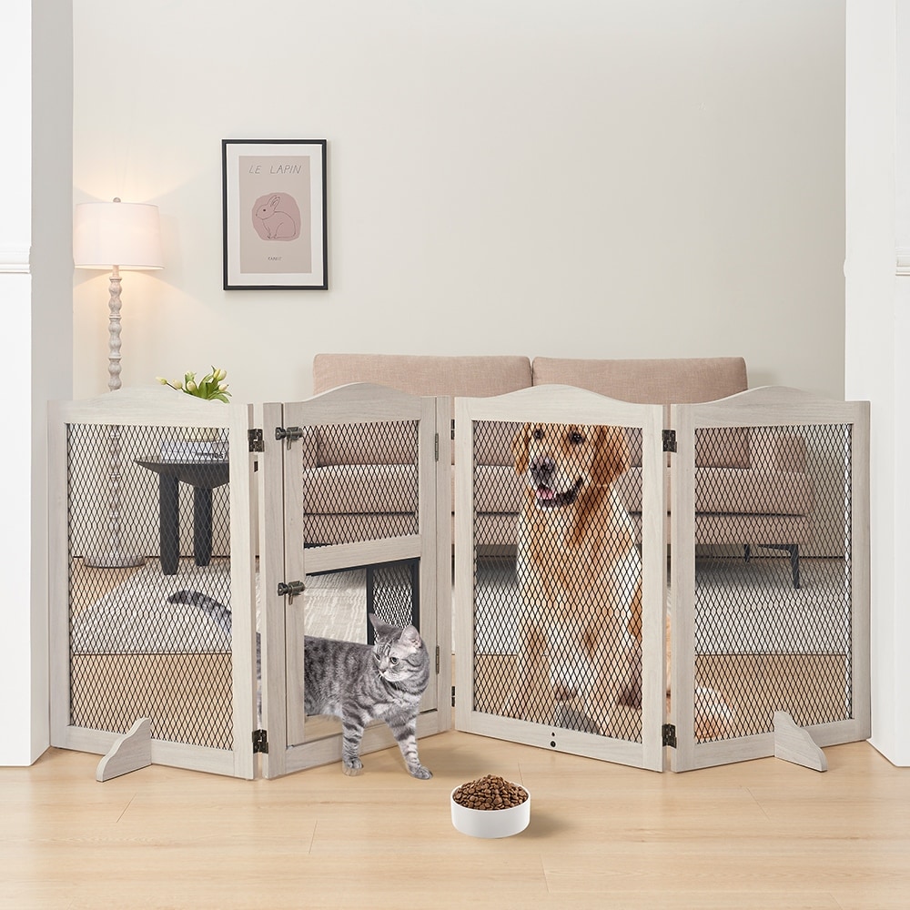 Cat Enclosure Free Standing Cat Gate Double Size Free-Standing Cat Enclosure