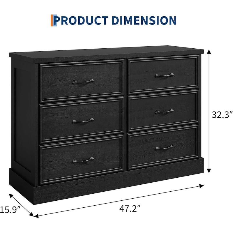 Modern 6 Drawer Bedside Storage Cabinet for Bedroom Organization