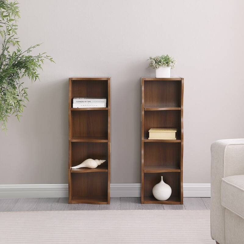 Wavy Border 8-Tier Adjustle Shelf - Modular Ultra-Thin Bookcase for Home Office & Display
