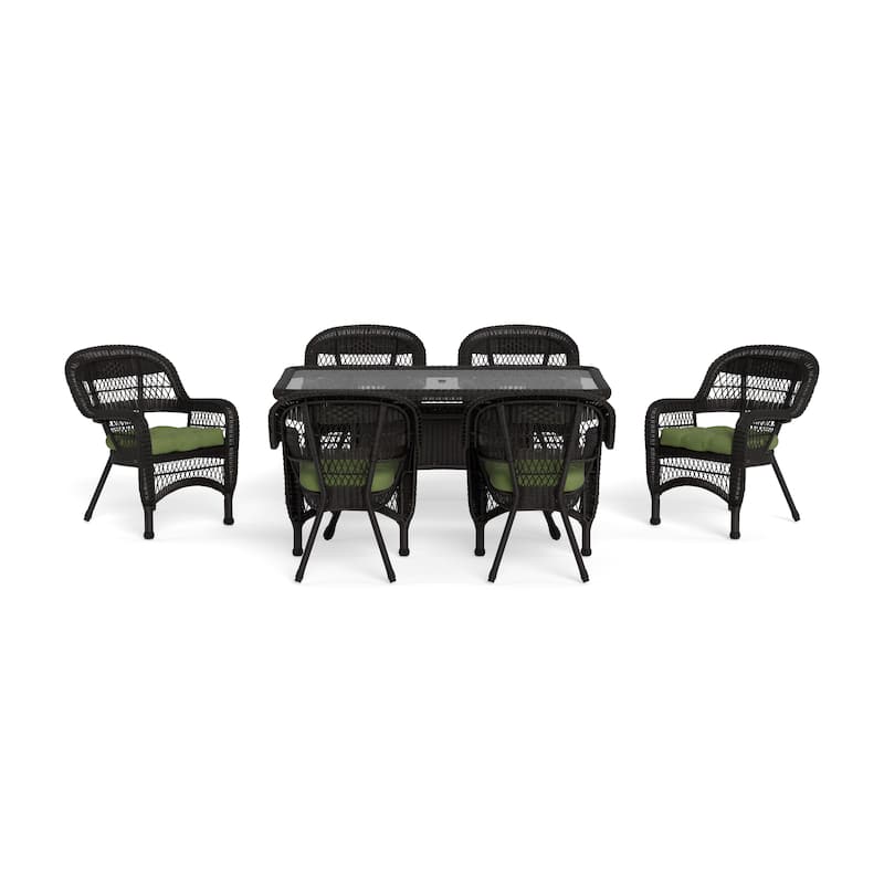 Portside Dark Roast Outdoor Wicker Dining Set (7-Piece)