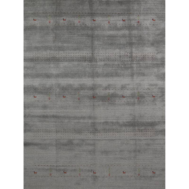 Gray Tribal Gabbeh Indian Area Rug Handmade Bedroom Wool Carpet - 8'0" x 10'0"
