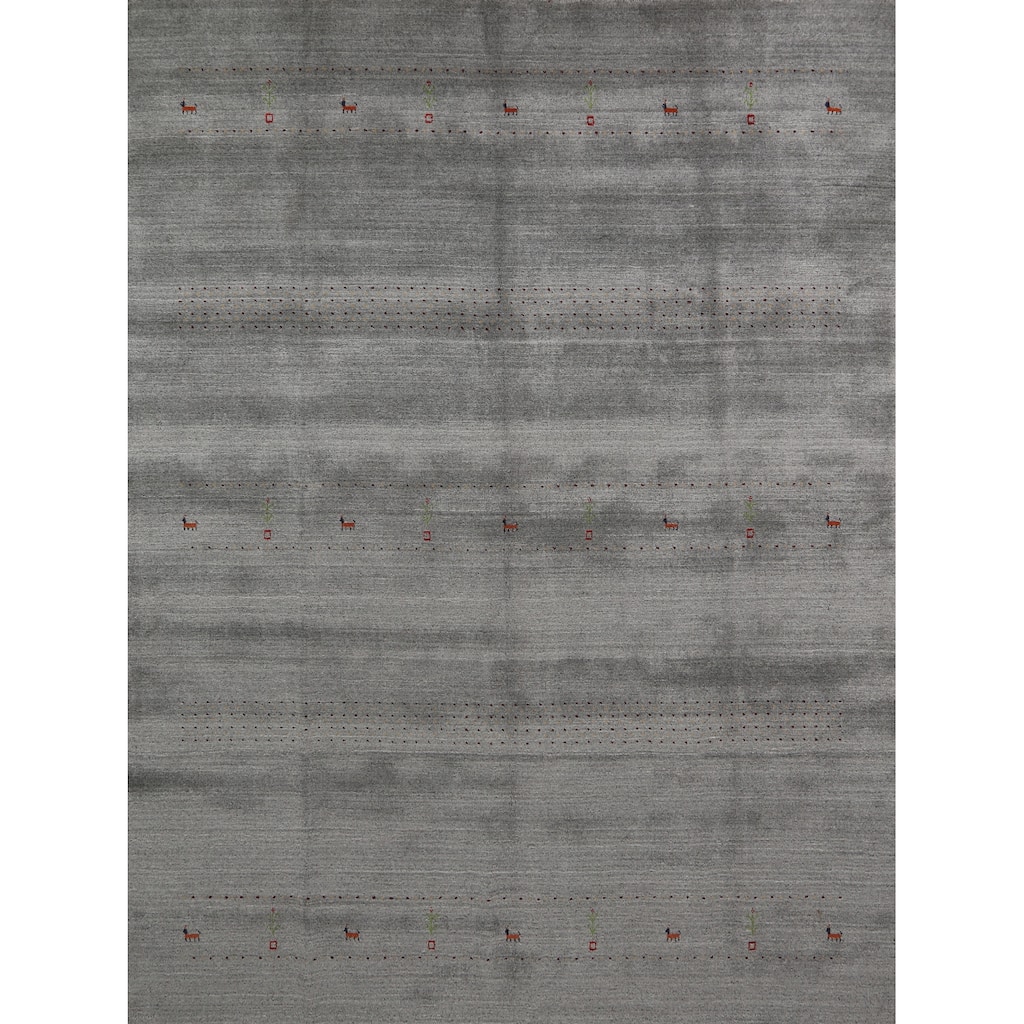 Gray Tribal Gabbeh Indian Area Rug Handmade Bedroom Wool Carpet - 8'0" x 10'0"