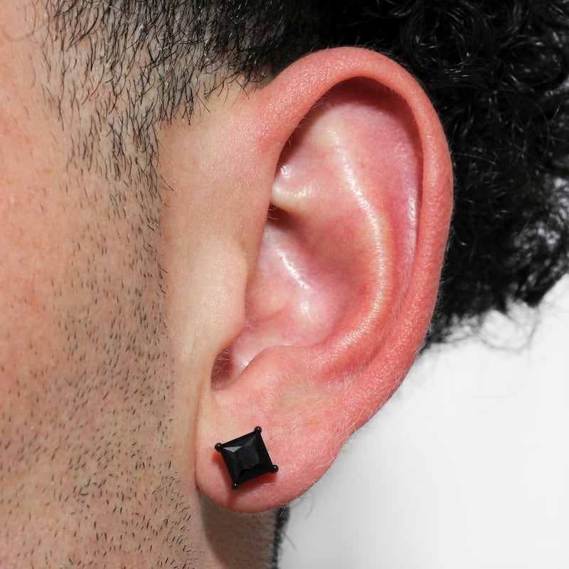 Steel Nation Stainless Steel Black Spinel Stud Earrings