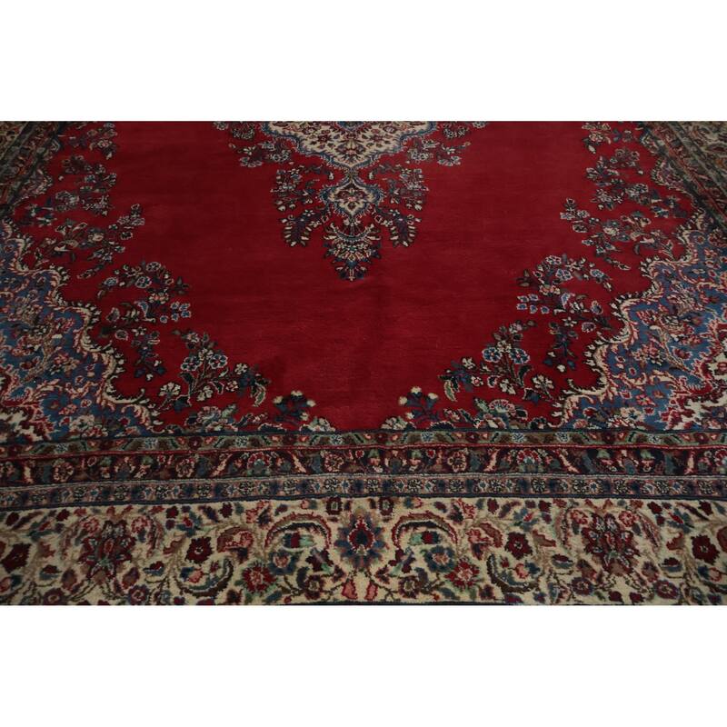 Hand Knotted Oriental 100% Wool Carpet Traditional Floral Red Shahbaft Area Rug - 17' 0'' X 11' 3''