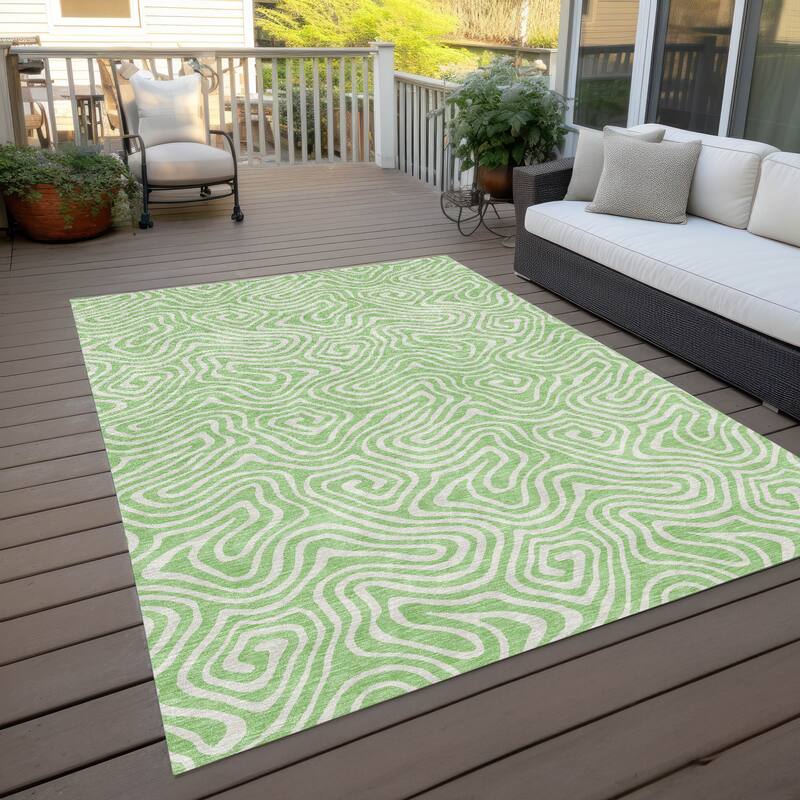 Machine Washable Indoor/ Outdoor Modern Trance Chantille Rug