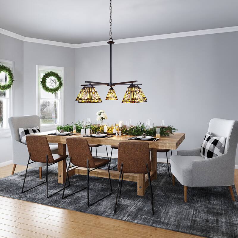 Tiffany-Style Mission Design 5-light Blackish Bronze Chandelier