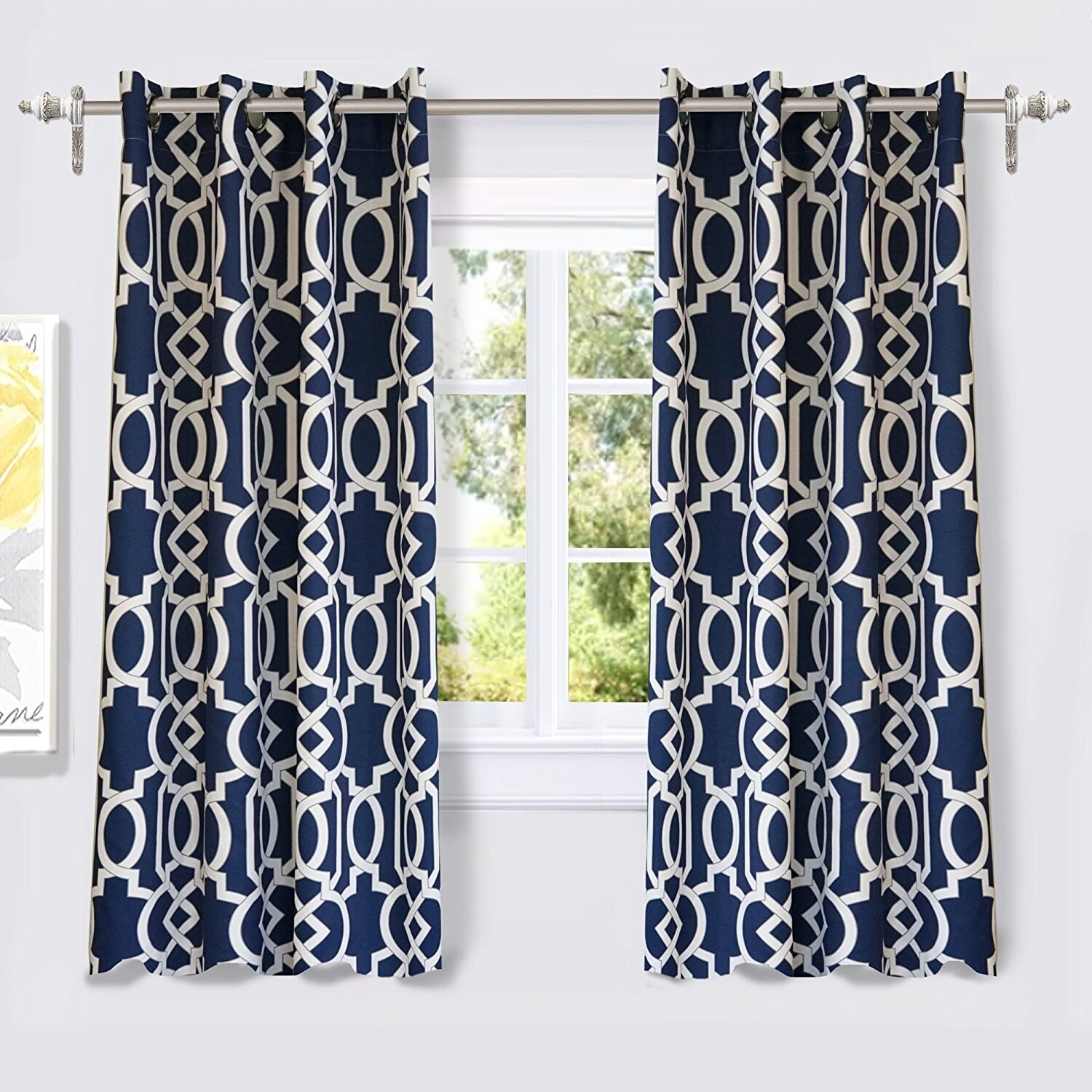 Lush Decor Navy Bathroom Shower Curtain with Bold Trellis Print on Soft  Fabric