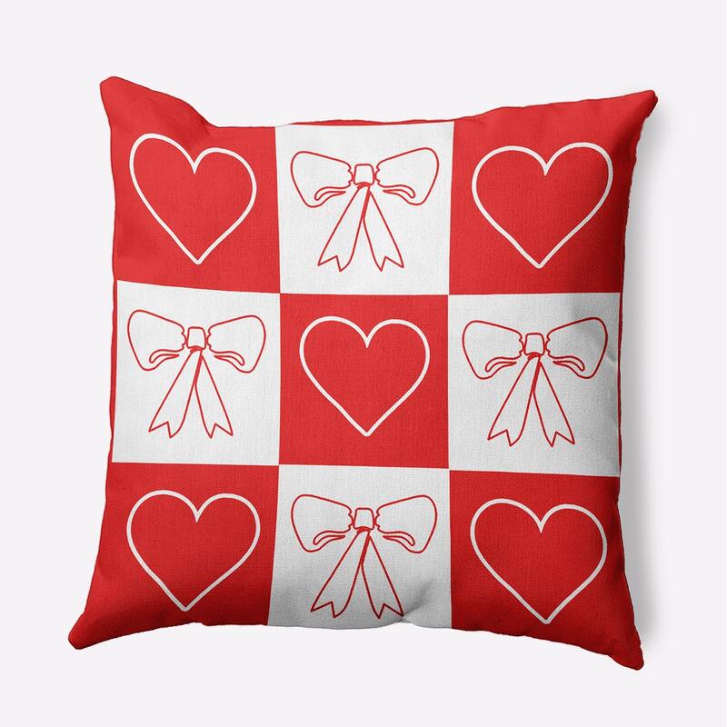 Sweet Bows and Hearts Indoor/Outdoor Throw Pillow - Orange Red - 20" x 20"