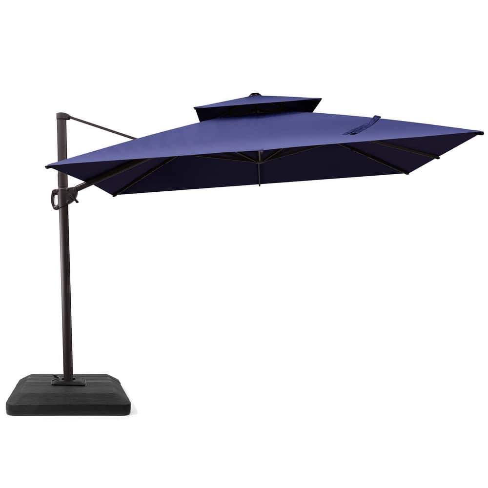 11 ft Square Outdoor Umbrella Cantilever-Offset Umbrella with Weights Base