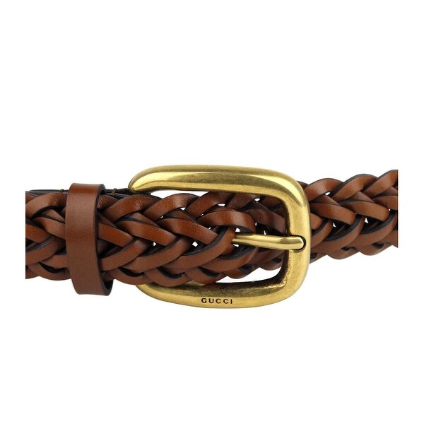mens brown braided leather belt