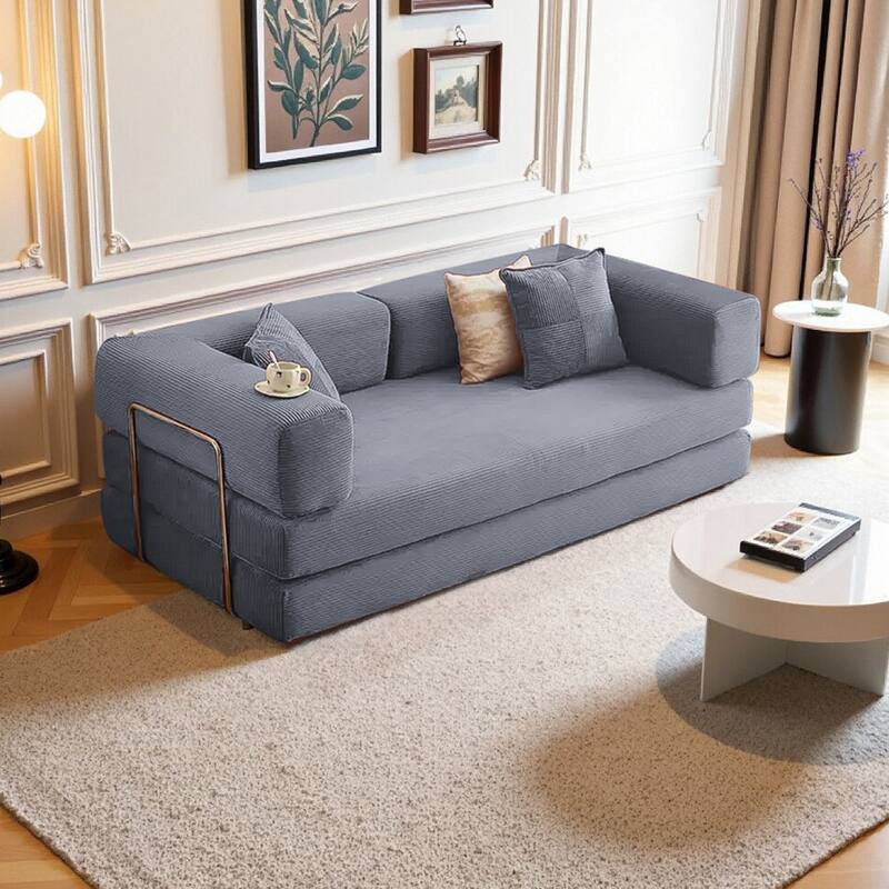 2-in-1 Convertible Modular Sofa Bed, Memory Foam Mattress, No Assembly, Space-Saving for Living Room, Bedroom