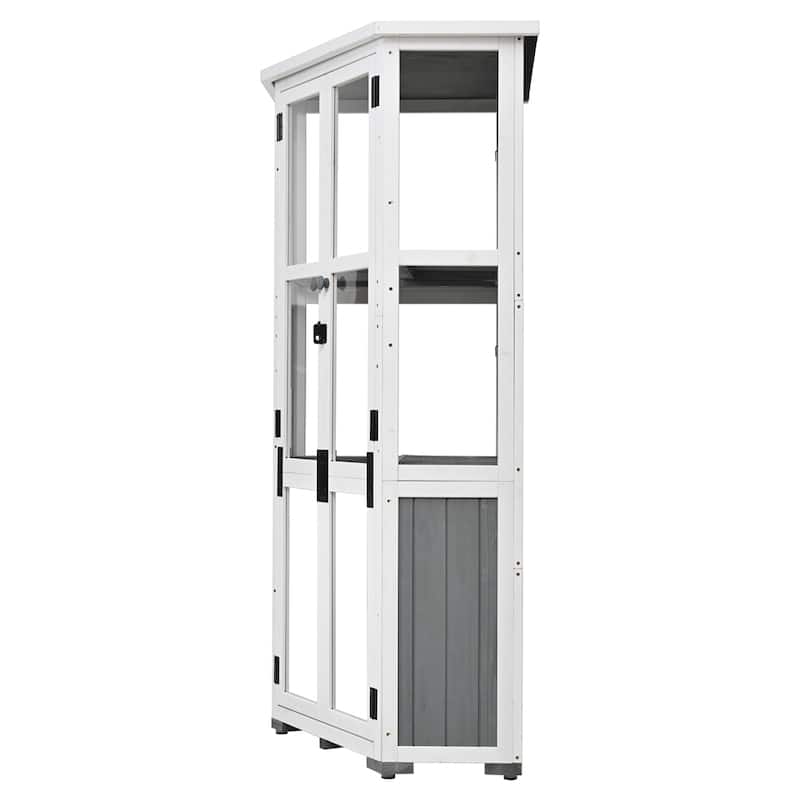 63'' Height Garden Wood Storage Cabinet Outdoor Tool Storage Shed