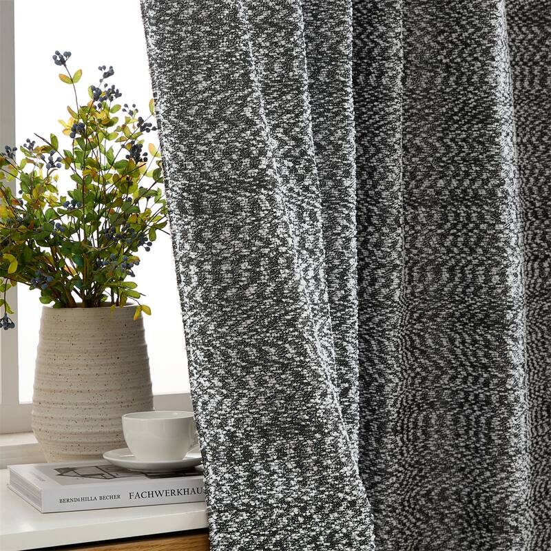 HLC.ME Easton Jacquard Slub Texture - Privacy Curtains with Back Tab Rod Pocket Lightweight Window Curtains Panels, Set of 2