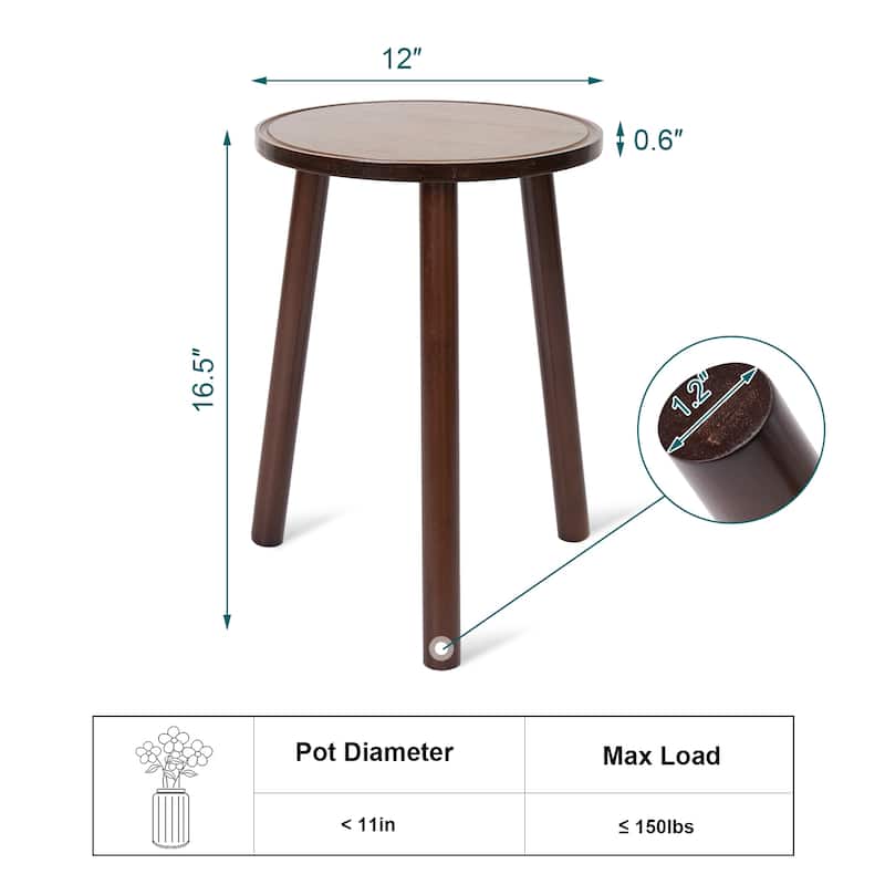 2-Piece Mid Century Tall Plant Stand Round End Table Pots Holder