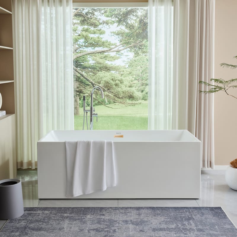Vanity Art 59" Acrylic Freestanding Soaking Bathtub