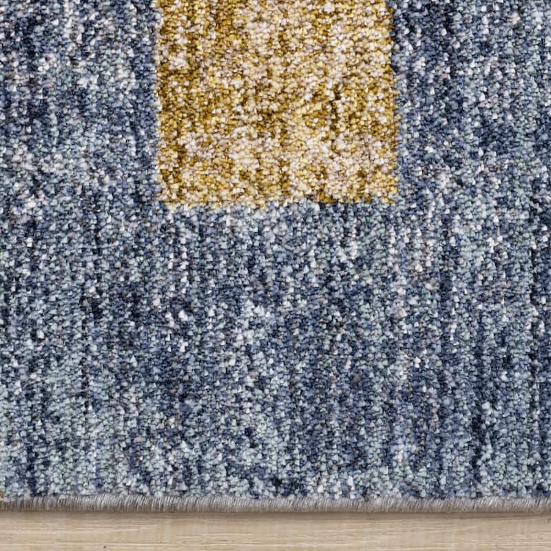 Macey Collection - Modern Grey Blue Red Sophisticated Area Rug