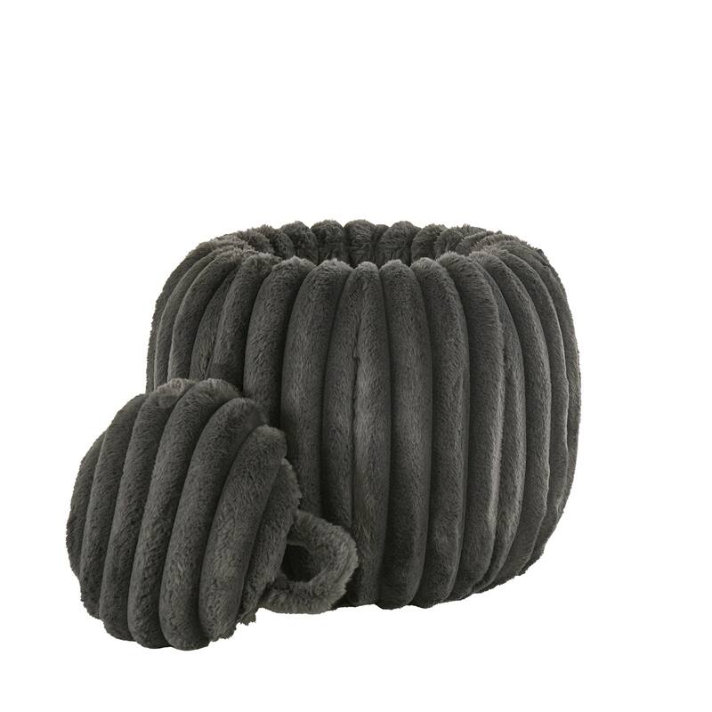 Yerba Plush Furry Channel Fabric Storage Ottoman by iNSPIRE Q Modern