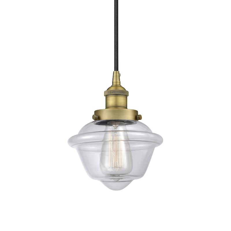 Innovations Lighting 616-1PH-10-8 Oxford Pendant Oxford 8" Wide Mini - Brushed Brass / Clear
