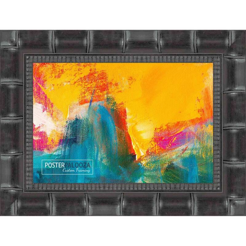 11x20 Black Wide Bamboo Picture Frame - UV Acrylic, Foam Board Backing, Hanging Hardware