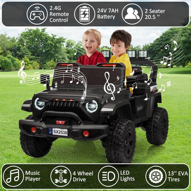 24V 2 Seater Electric Ride On Car for Kids with Remote Control