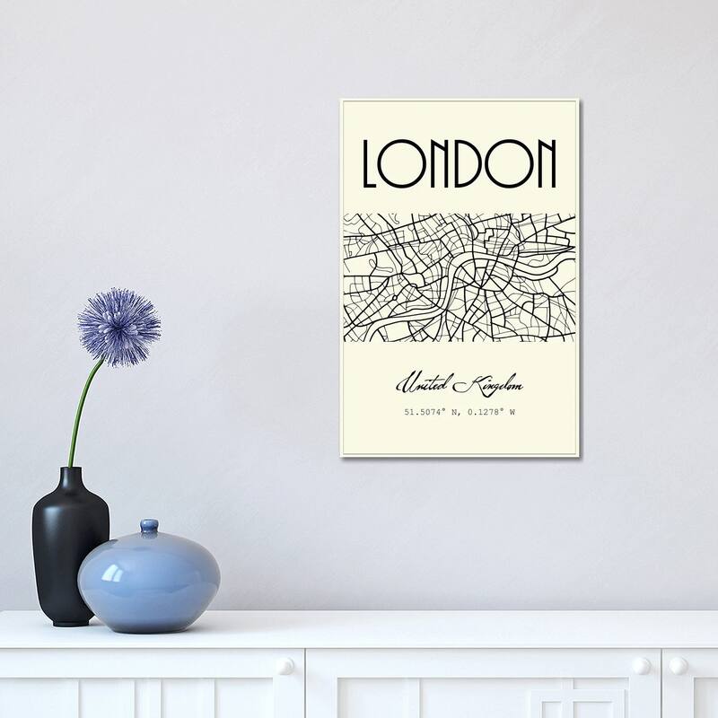 iCanvas "London City Map" by Nordic Print Studio Canvas Print - 18x12x1.5