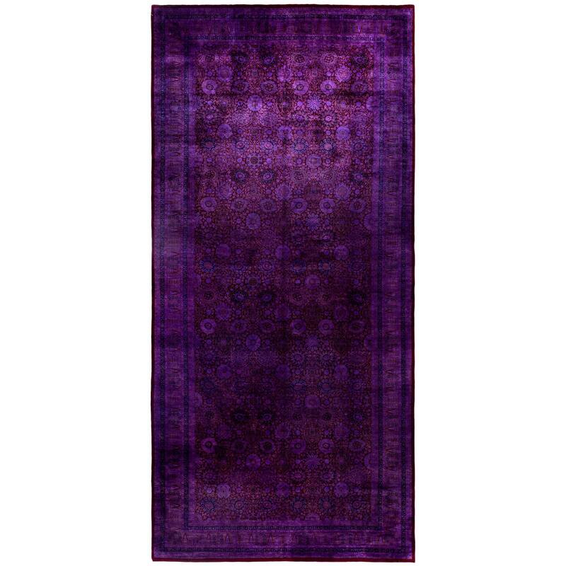 Overdyed One-of-a-Kind Hand-Knotted Area Rug - Purple - 8' 1" x 17' 4"