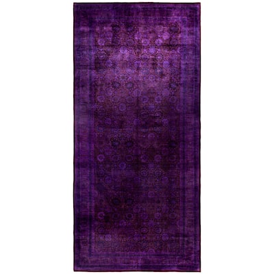 Overdyed One-of-a-Kind Hand-Knotted Area Rug - Purple - 8' 1" x 17' 4"