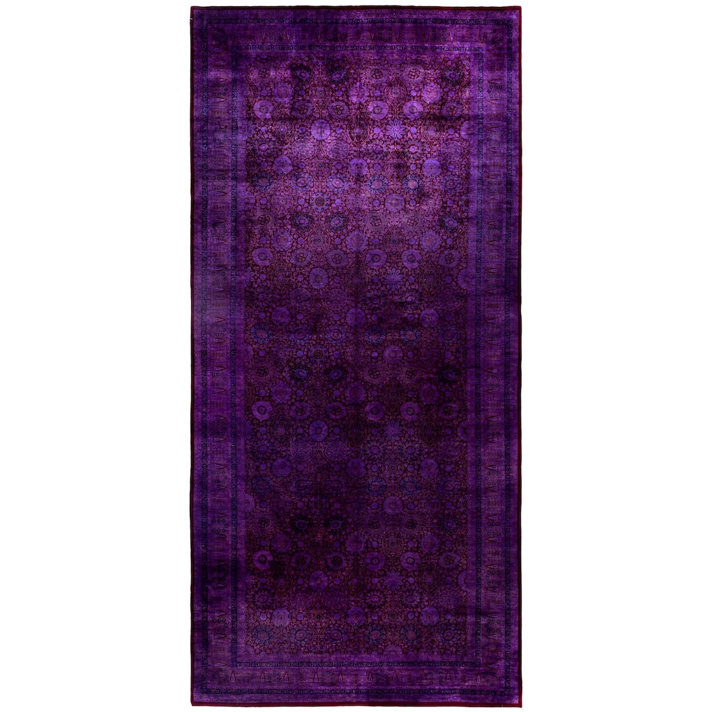 Overdyed One-of-a-Kind Hand-Knotted Area Rug - Purple - 8' 1" x 17' 4"