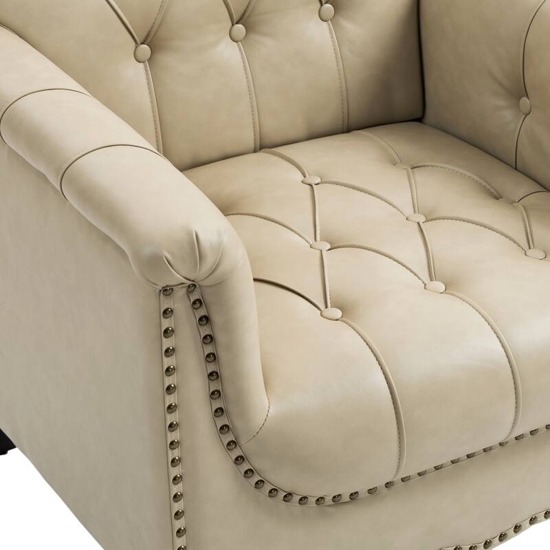 Modern Tufted Accent Armchair with Nailhead Trim Set of 2