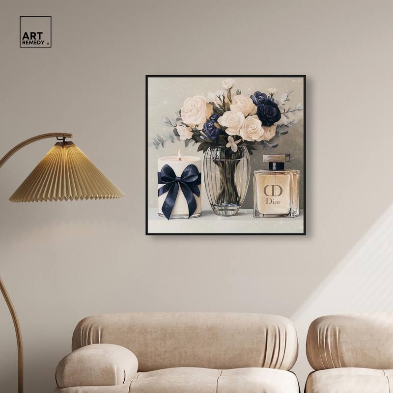 Ivory Perfume Flowers in Vase Canvas by Art Remedy