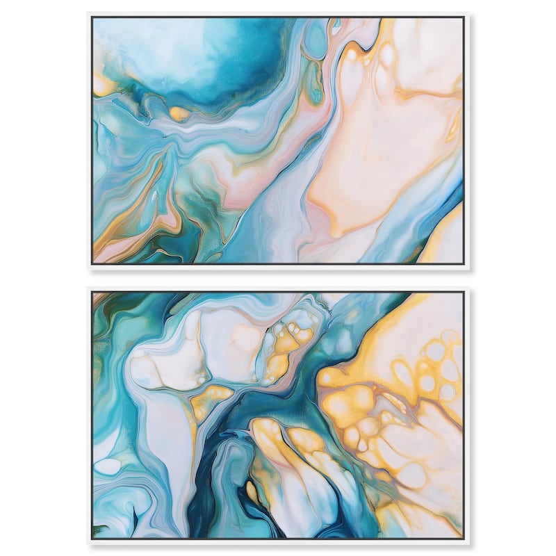Visions Pastel III Canvas Set of 2 by Art Remedy - 54" x 36" - White