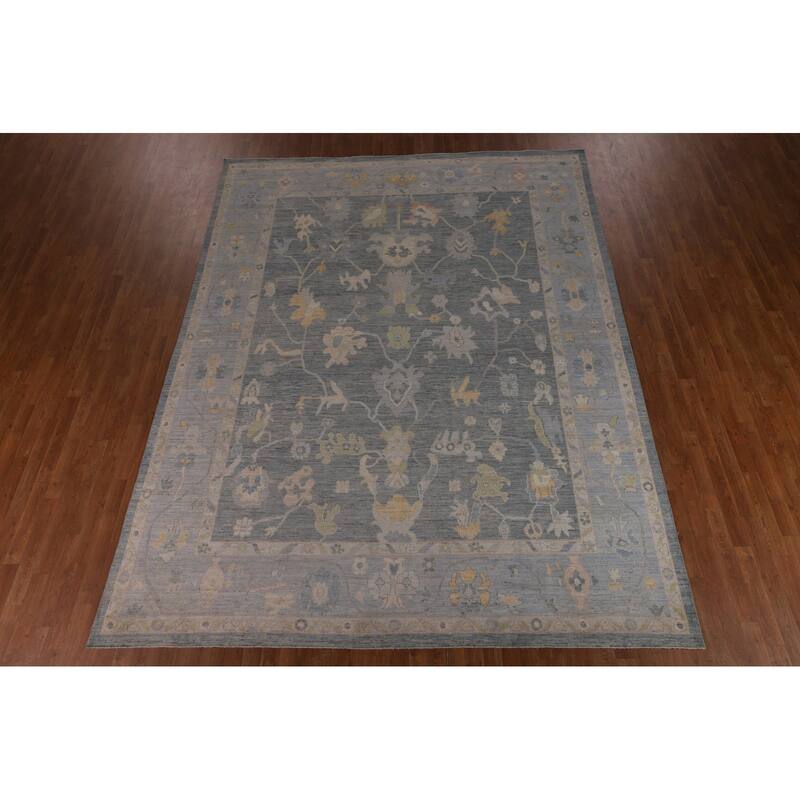 Grays & Blues Oushak Vegetable Dye Area Rug Handmade Wool Carpet - 9'2"x 12'0"