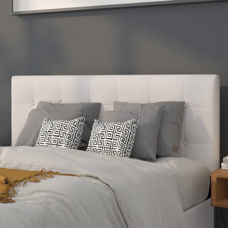 Button Tufted Upholstered Headboard - White - Full
