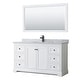 preview thumbnail 20 of 25, Avery 60-inch Single Vanity, Marble Top, Square Sink, 58-inch Mirror White, Black Trim, White Carrara Marble Top