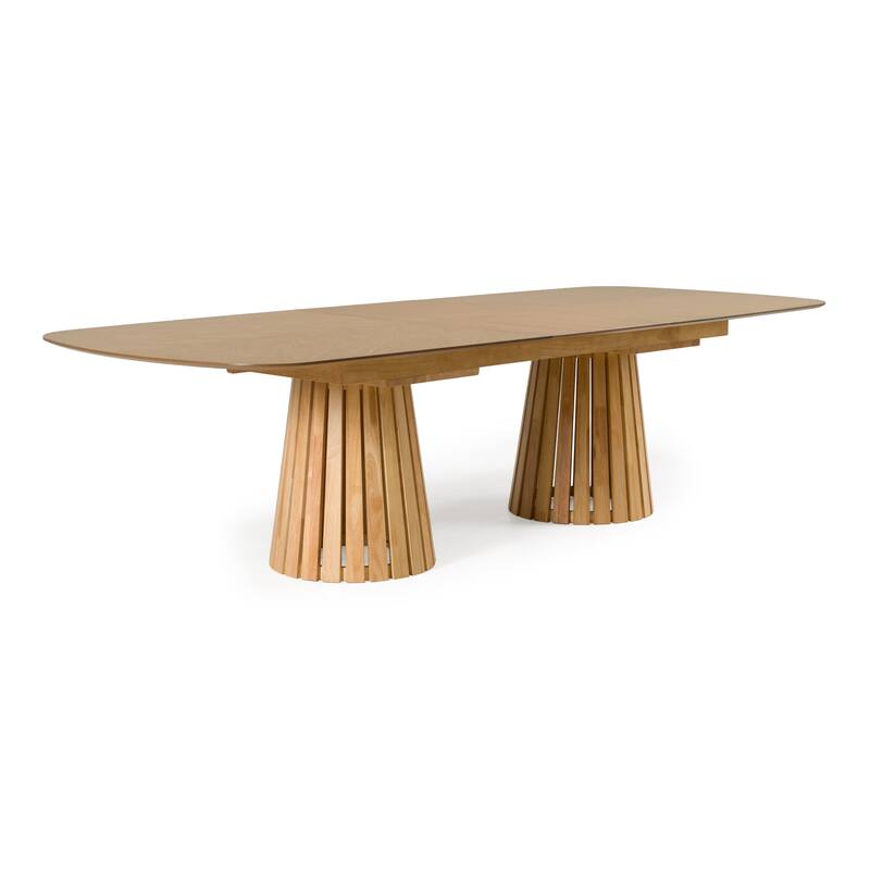 Modrest Truman Mid-Century Modern Natural Oak Extendable Dining Table