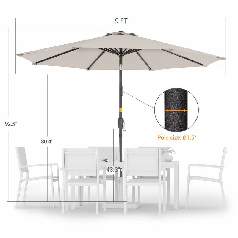 LIVOOSUN 9ft Patio Umbrella Outdoor Table Umbrella with Tilt and Crank