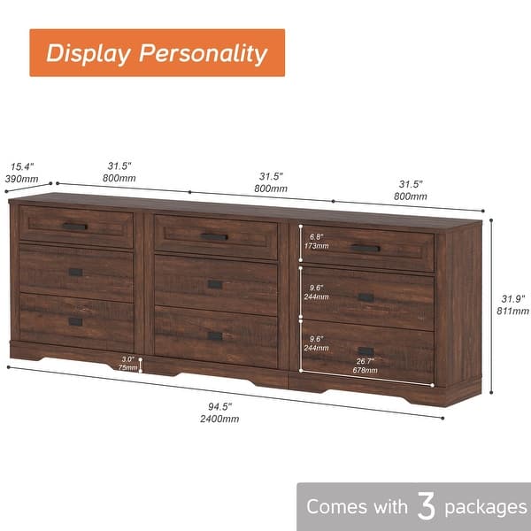 dimension image slide 0 of 12, WAMPAT Mid Century Modern Dresser, 31.9" Tall Storage Cabinet with Drawers