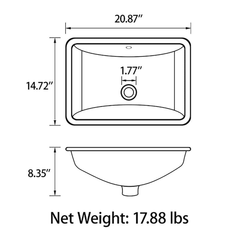 Sinber White Ceramic Bathroom Vanity Undermount Sink