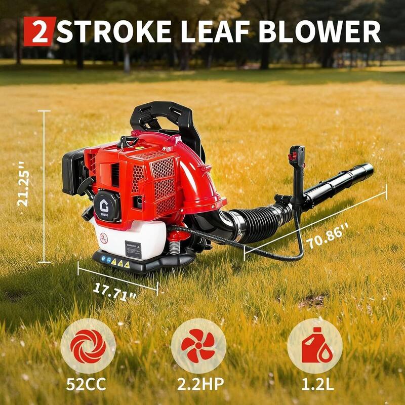 Backpack Durable Gas Powered Leaf Blower 2.2 HP 52cc 2-Cycle 780 CFM 270 MPH - N/A