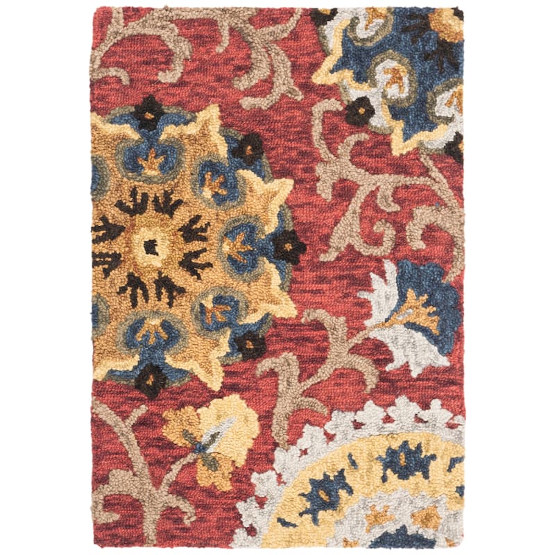 SAFAVIEH Handmade Blossom Nelia Modern Floral Wool Rug On Sale Bed