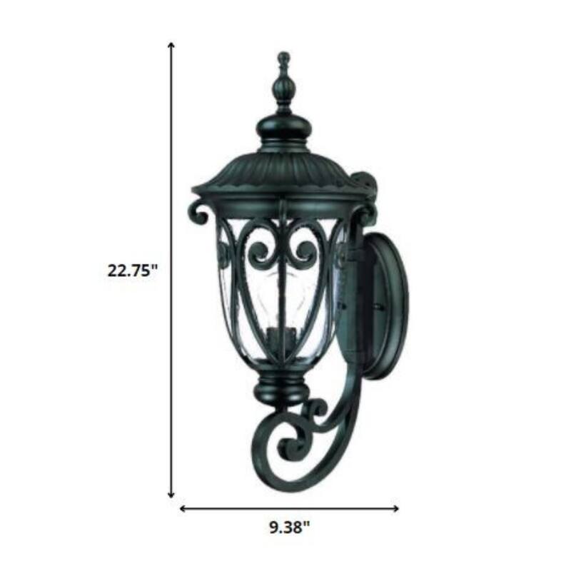 Outdoor Wall Light Fixture with Clear Seeded Glass Shade Hardwired Aluminum Sconce A19 Bulb Compatible - 22.75" H x 9.38" W